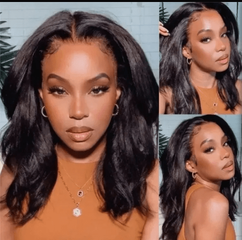 UNice Glueless New U Part Kinky Straight Natural Black Wig