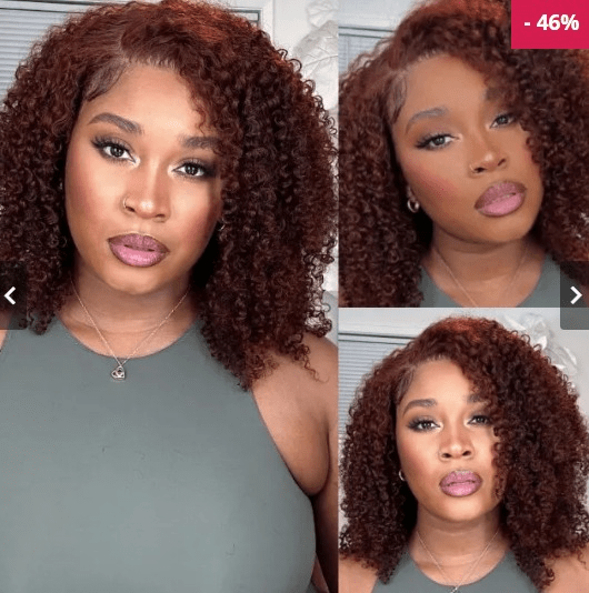 UNice 13x4 Lace Front Kinky Afro Puff Reddish Brown 16 Inch Shoulder Length Wig