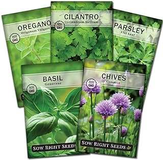 5 Herb Seed Collection for Planting - Genovese Basil, Chives, Cilantro, Italian Parsley, and Oregano  -Image; Amazon Garden Essentials Must Haves For Every Gardener https://www.charlenegardiner.com
