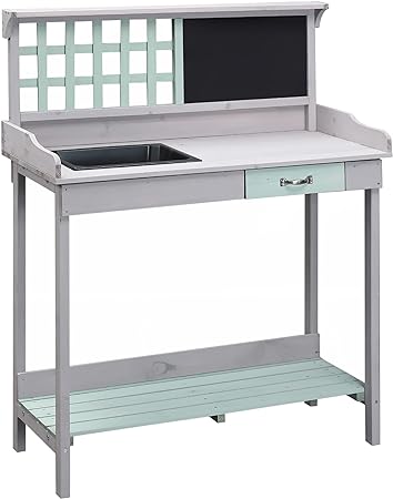  Outdoor Wooden Potting Bench Table with Removable Sink -Image; Amazon Garden Essentials Must Haves For Every Gardener https://www.charlenegardiner.com