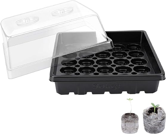 4 Set Strong Seed Starter Tray with 4" Humidity Dome and Pellet Holder  -Image; Amazon Garden Essentials Must Haves For Every Gardener https://www.charlenegardiner.com 