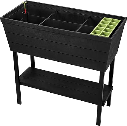 12.7 Gallon Raised Garden Bed with Self Watering Planter Box and Drainage Plug, Dark Grey -Image; Amazon Garden Essentials Must Haves For Every Gardener https://www.charlenegardiner.com